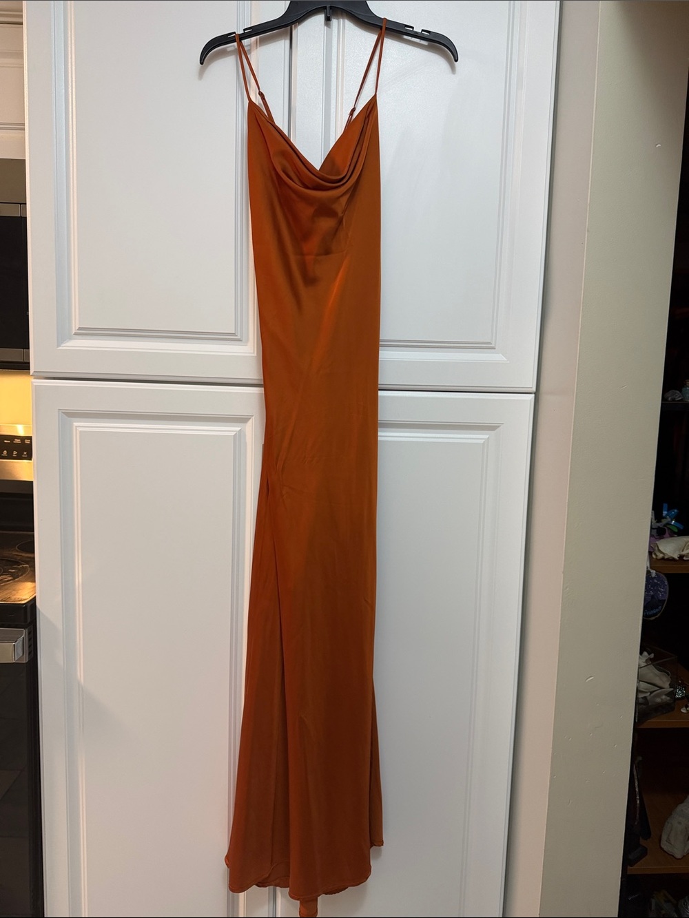 Astr Rust Orange Cowl Neck Maxi Slip Dress